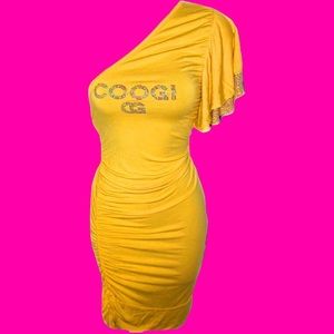 VTG mustard yellow COOGI dress.